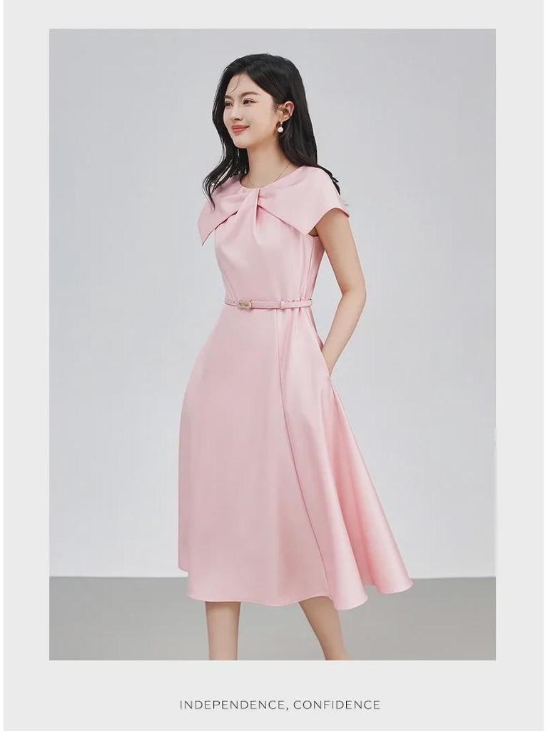 Elegant French Fashion Cape Sleeve Slim Dress