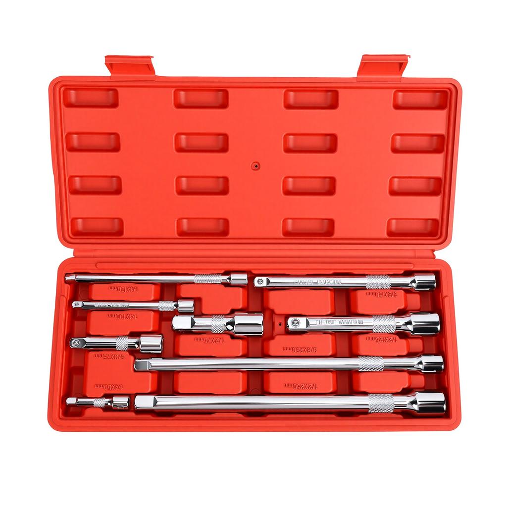 9PCS Wobble Extension Set 1 4in 3 8in 1 2in Drive Ratchet Extension Bar for Auto Repair