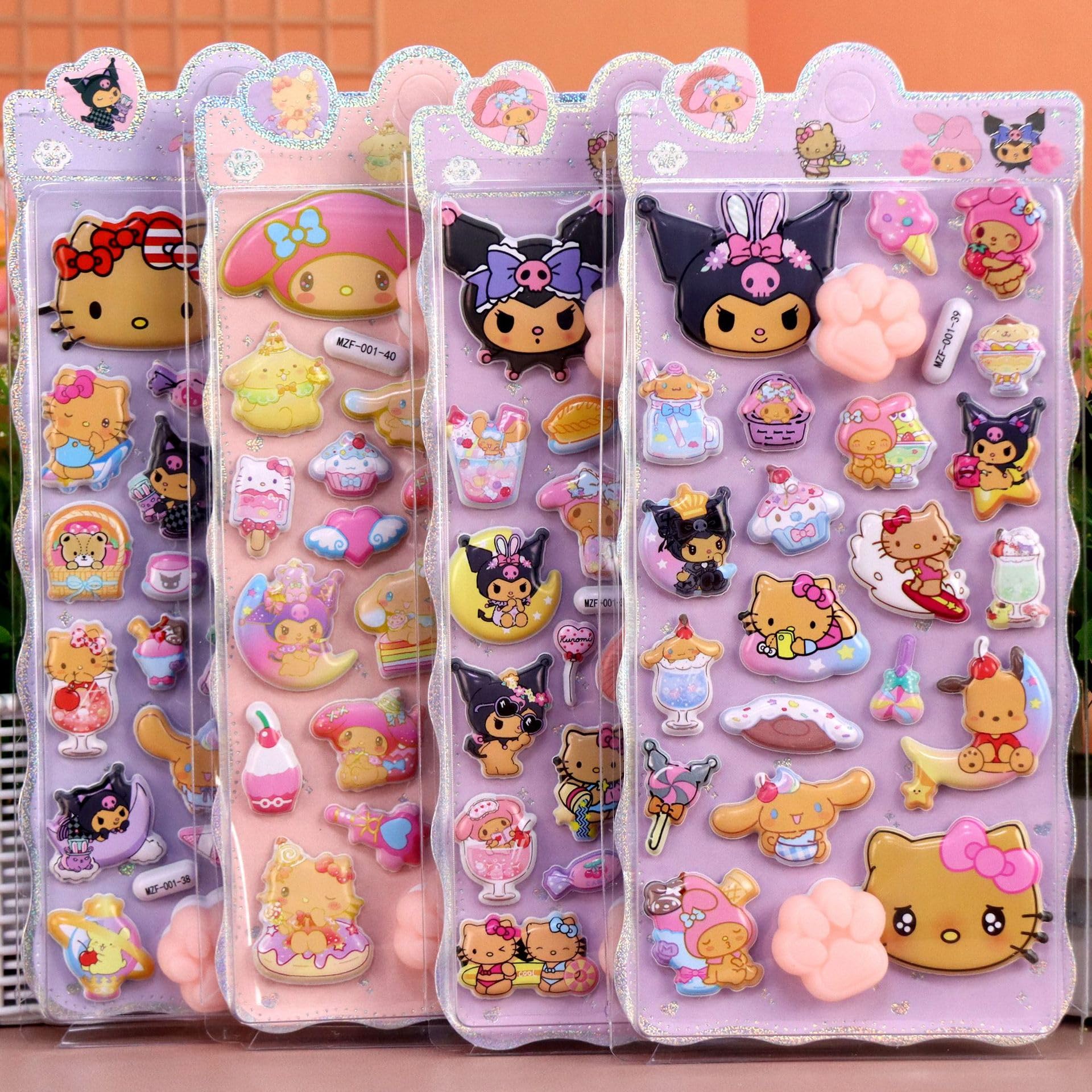 

YAYAMIYA 4-Piece Butt Seal 3D Sticker Puffy Glossy Layered Seal Cute DIY Smartphone Case SNS Kids Girls Boys Toy MZF-HP