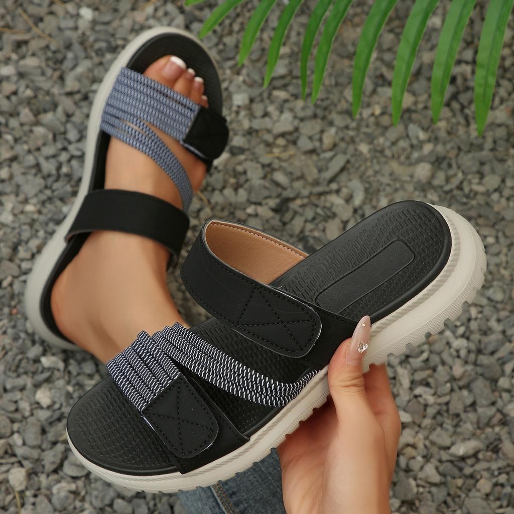 Sandali Bassi a Infradito da Donna Taglie Forti, Scarpe Casual Moda con Lavorazione Intrecciata, Sandali Bassi Estivi a Fascia Singola per Donna