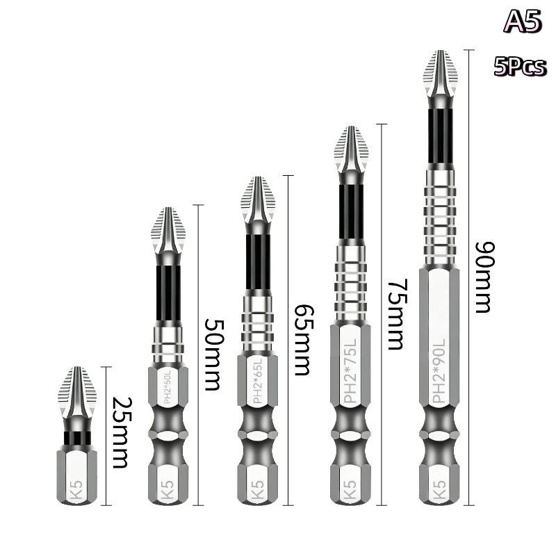 K5 Strong Magnetic Screwdriver High Hardness Bits Set Anti-Slip S2 Standard Non-Slip Cross Head Electric Screwdriver Set