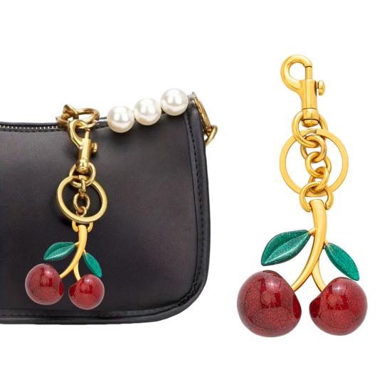 1/2Pcs Keychain Holder Cherry Leaves Charm Keyring Fade-resistant Alloy Key Ring Backpack Car Accessory