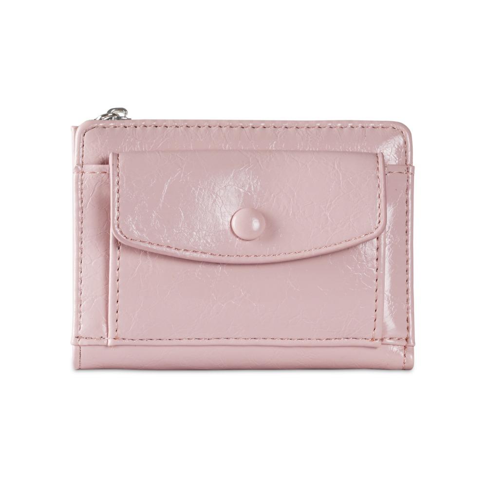 

Короткий клатч Женский короткий кошелек Элегантный кошелек для монет Модный дизайн Искусственная кожа Держатель для карт На открытом воздухе розовый