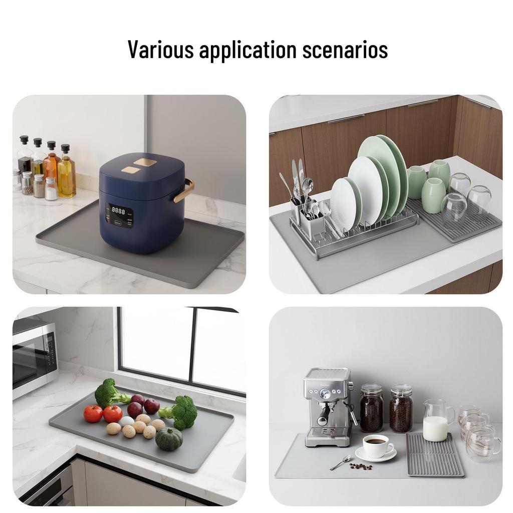 Σιλικόνη Αντιολισθητικό Ανθεκτικό στη Θερμότητα Σουπλά & Δίσκος Αποστράγγισης Καφέ