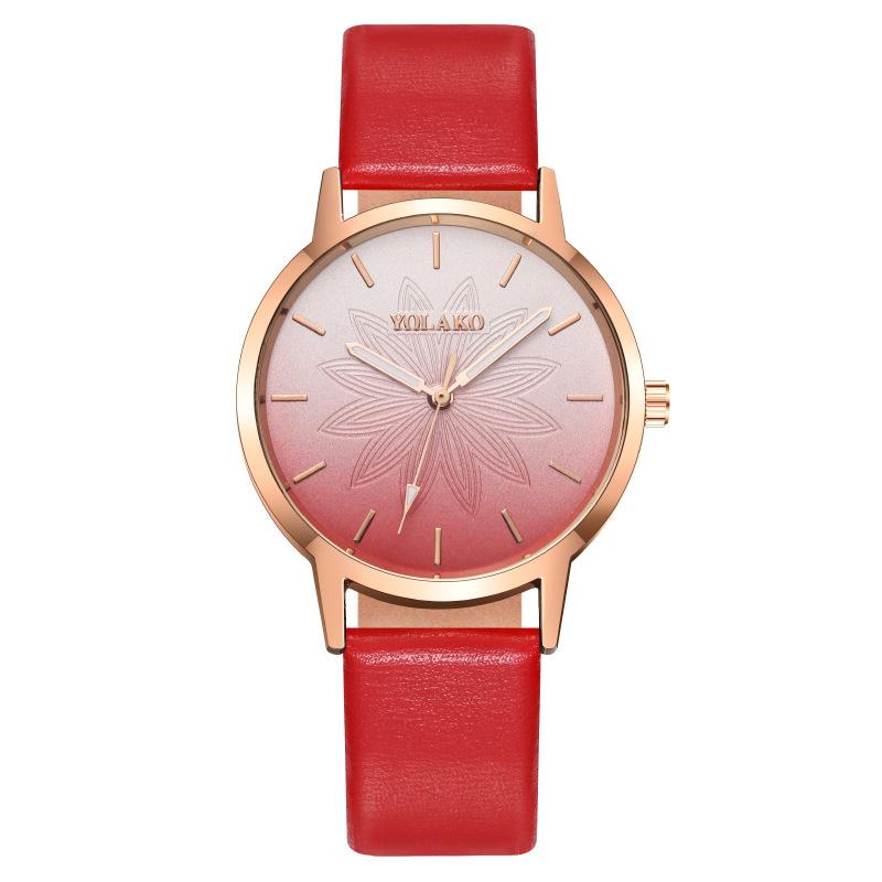 

Популярные модные женские часы с постепенным изменением печати, женские часы с ремешком, кварцевые красный