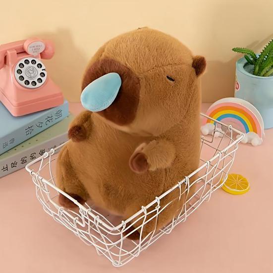 Capybara Plush Doll Soft Stuffed Animal Pillow Comfortable Hugging Toy with Cute Turtle Accessory Cozy Cushion Gift for Kids Adults