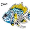 Rhinestone Fish Brooch Pin Enamel Finish Rhinestones Inlay Tropical Design
