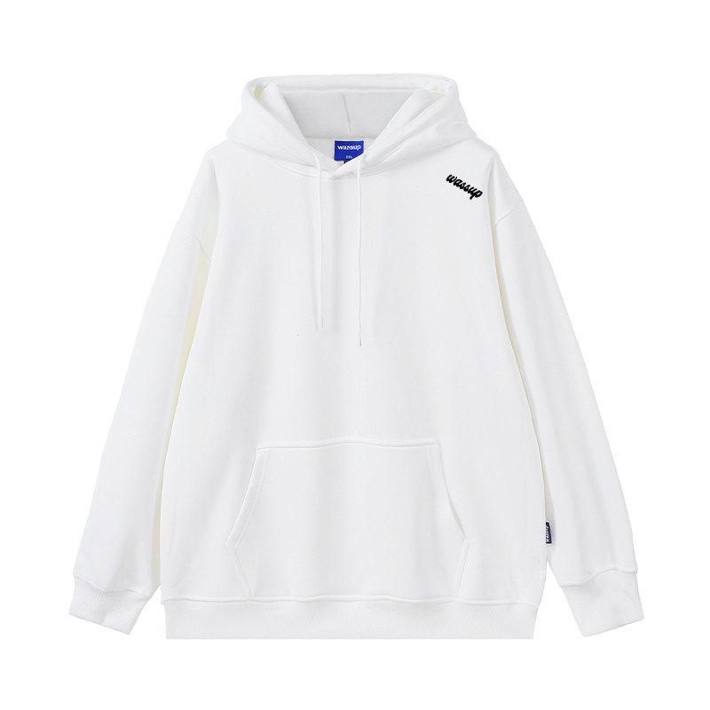 American-Style Heavyweight Letter Sweatshirt for Men, Hooded, Autumn and Winter, Fleece-Lined, Loose Fit, National Trend Brand Print, Couple's Top