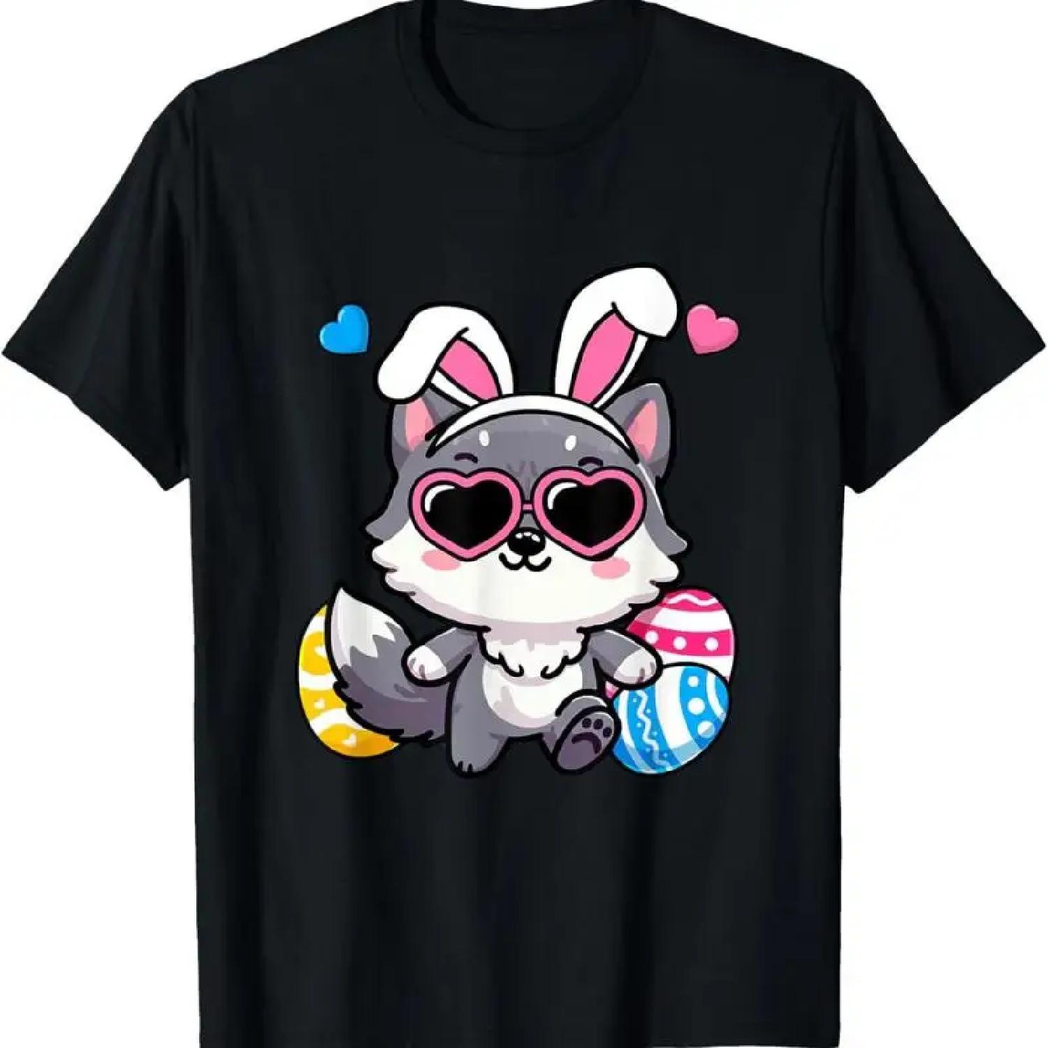 

Cute Wolf Bunny Ears Easter Day Boy Girl Kids T Shirt XXXXXL різнокольоровий