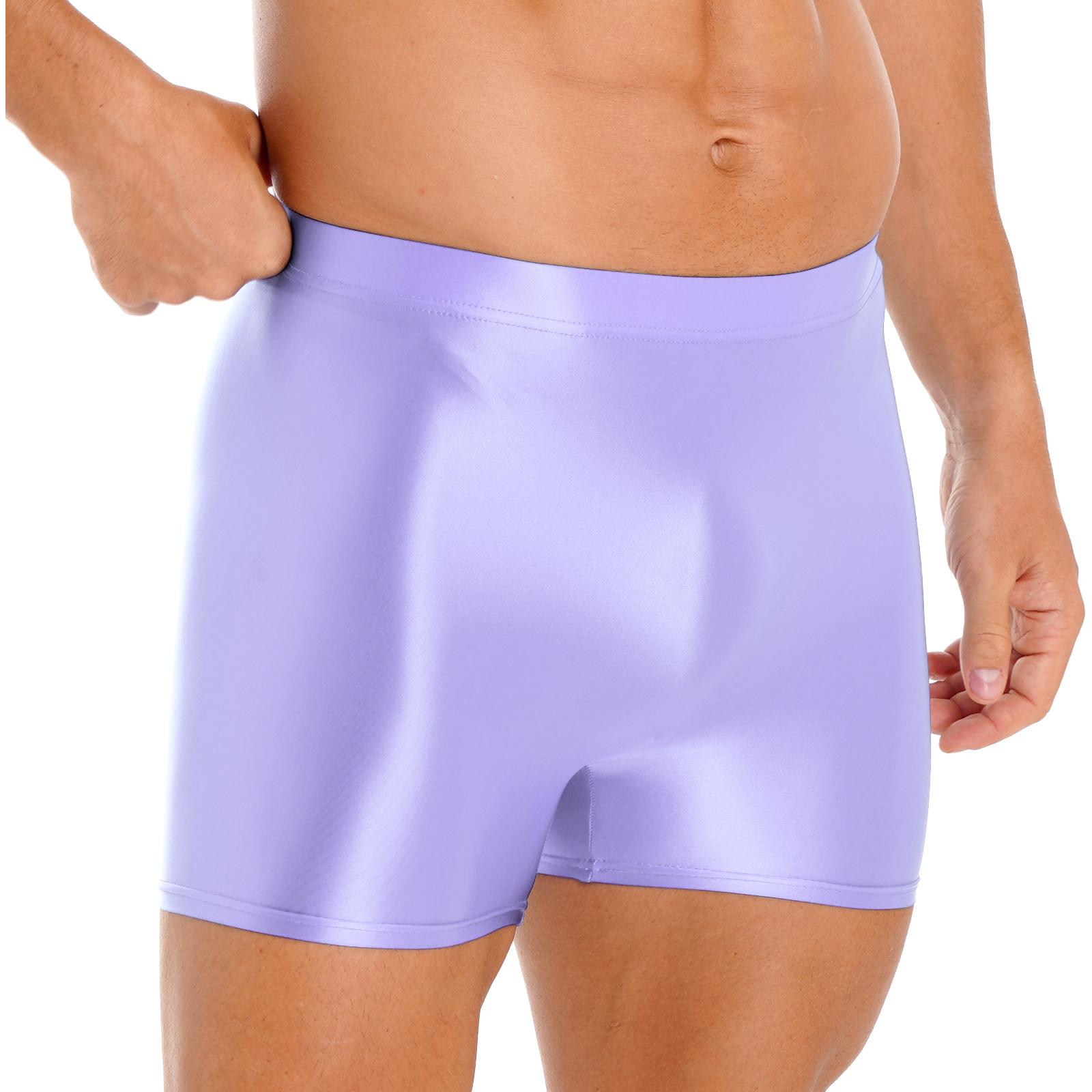 

Чоловіча еластична нейлонова глянцева білизна, спортивні штани з високою талією, шорти-боксери для плавання XL фіолетовий