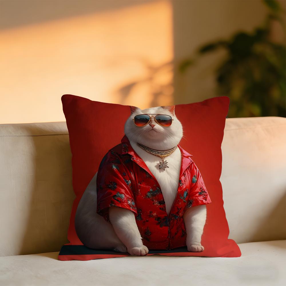 

Cool And Domineering Cat Cushion Cover Cozy Velvet Throw PillowSoft Warm Cushion For Sofa Bed 30x30 cm
