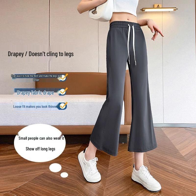 Women's Ice Silk Micro-Flare Pants, Sun Protection, Slimming, Cool Summer Casuals