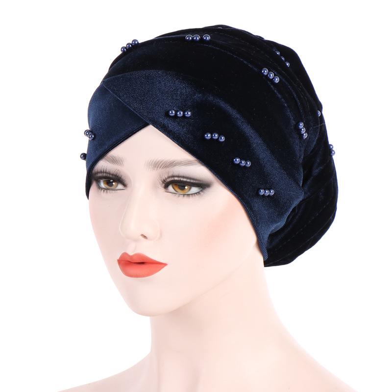 Velvet Pearl Turban Headwear: Foldable Stacked Scarf Hat (2018)