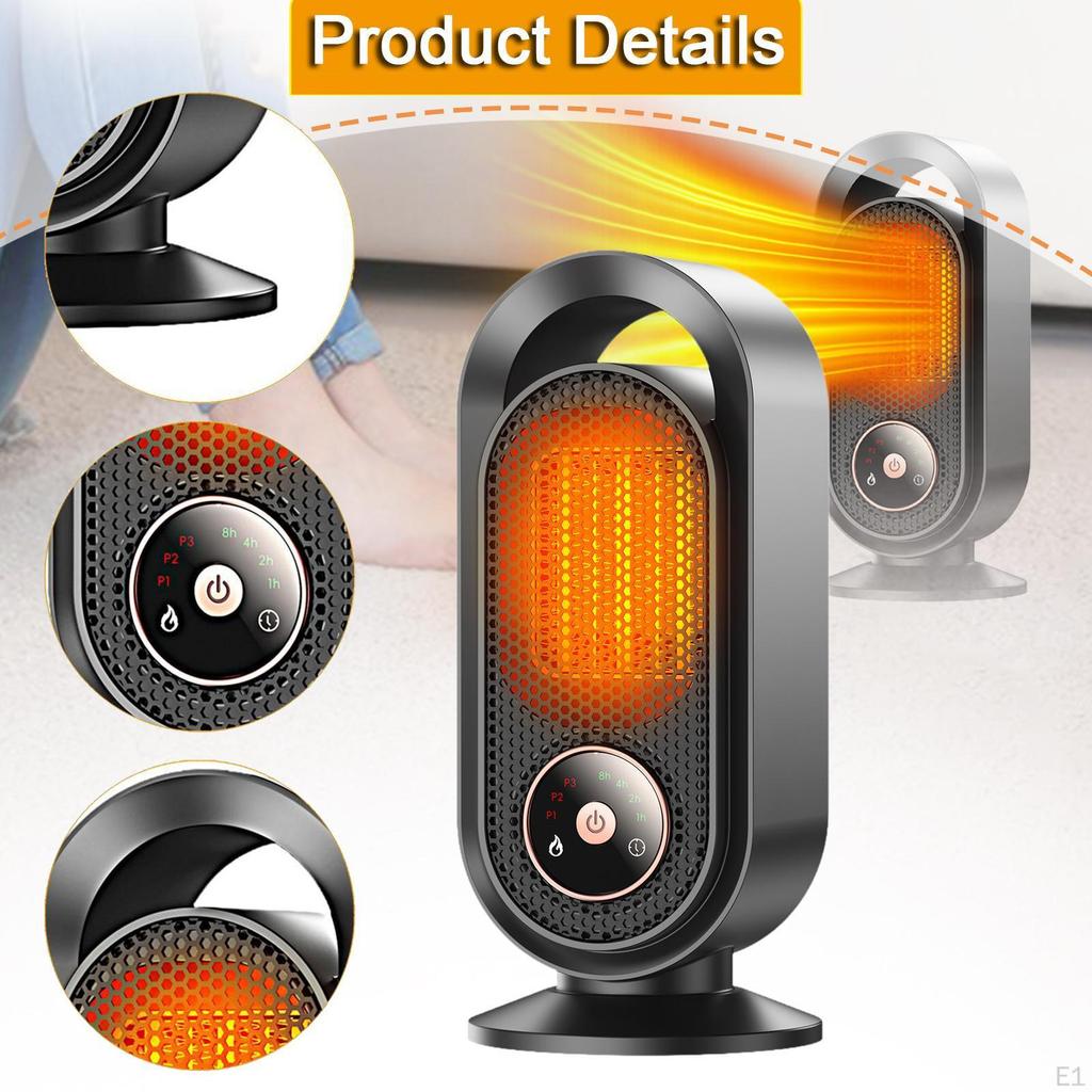 Small Space Heater PTC Fast Heating Compact Multipurpose with Timer 3 Modes Electric for Home