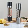 Stainless Steel Dual-Chamber Grinder Manual Reversible Pepper Salt Mill Household Multifunctional Seasoning Grinder 2Pcs