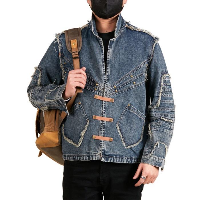 

Весенний Деним Новая Осень и Зима Американский Ретро Свободная Куртка Мужской Деним Топ 5XL синий