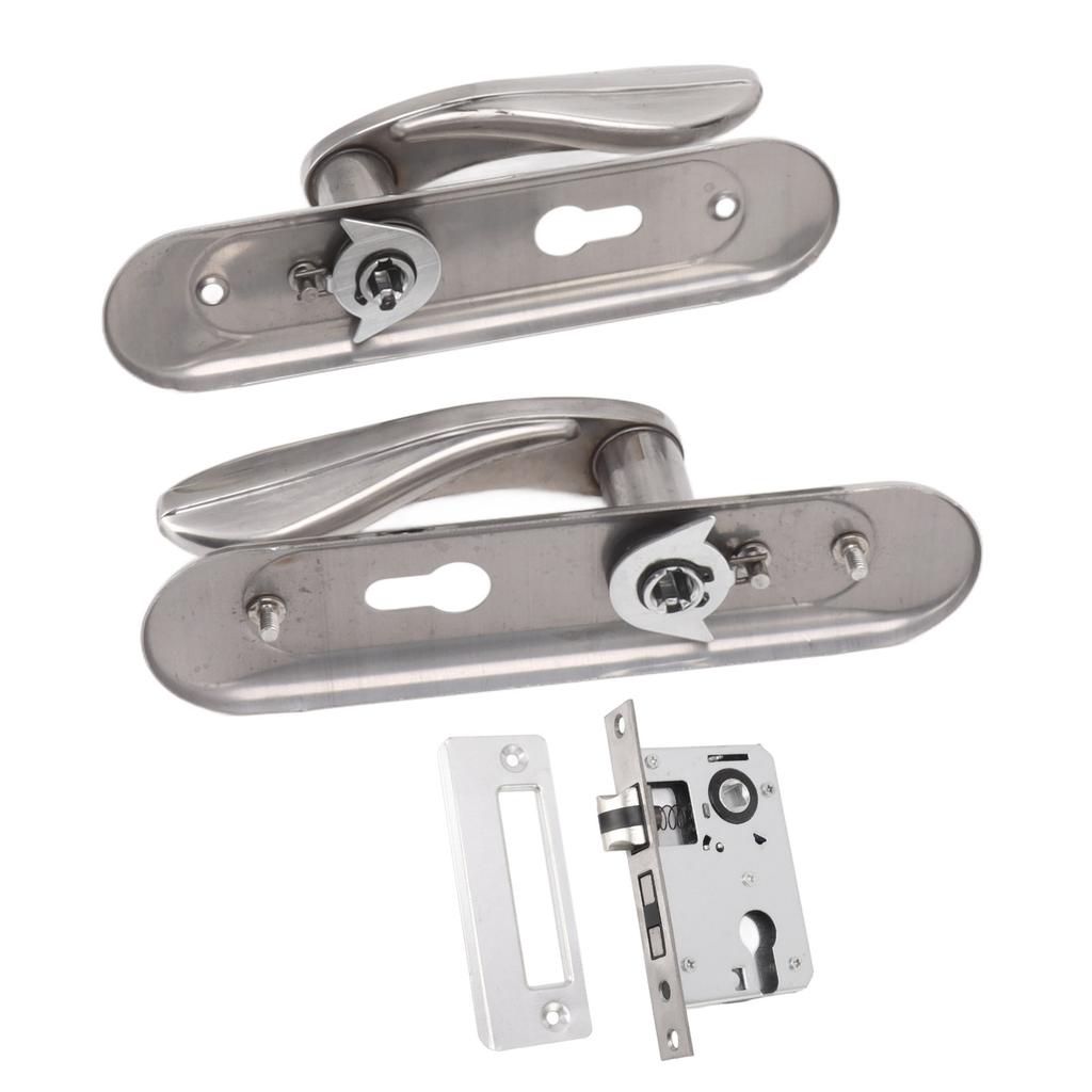 Tür-Eingangshandgriff-Set Edelstahlplatte Türhebel Zylinderschloss Schlüssel-Set für Haushalt