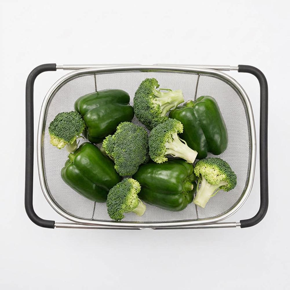 

Over The Sink Stainles Steel Extendable Colander/Strainer Dishwasher Safe For Easy Clean-up For Fruits Vegetables Small