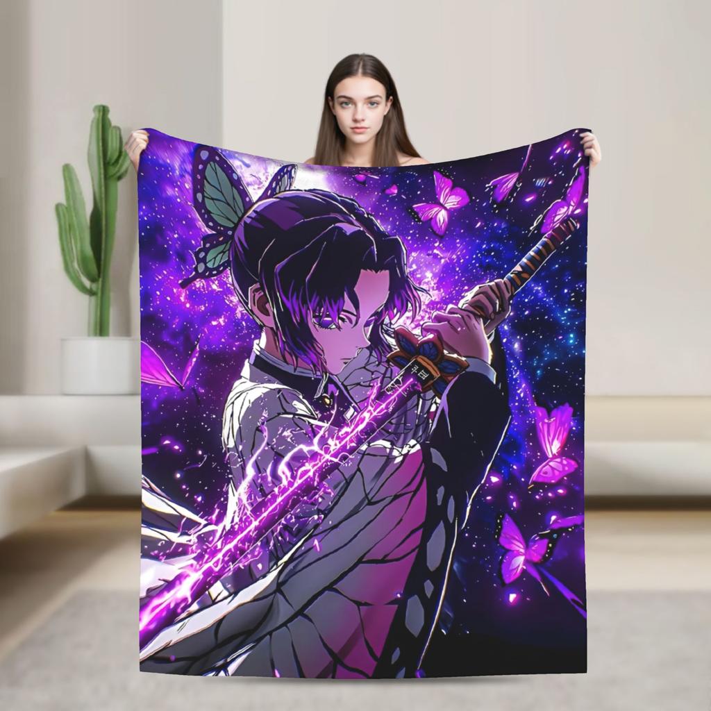 Demons Agatsuma Zenitsu Slayers Blanket Flannel  Winter Anime Multifunction Warm Throw Blankets for Car