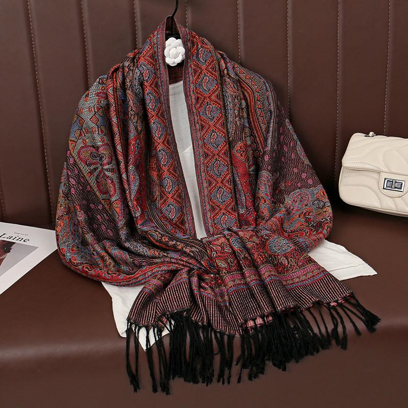 Luxury Brand Winter Cashmere Pashmina Shawl Lady Wrap Warm Autumn Scarves Design Print Female Foulard Cotton Stoles Scarf