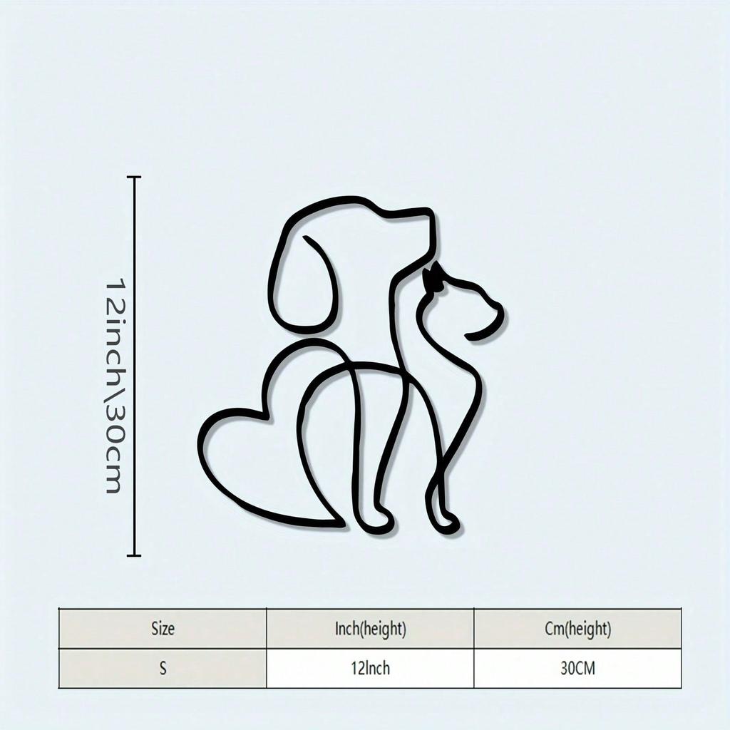 Metal Wall Art Line Art Pet Memorial Gift Cat Dog Heart Shape Minimalist Iron Decor Animal Lovers Home Christmas Decoration