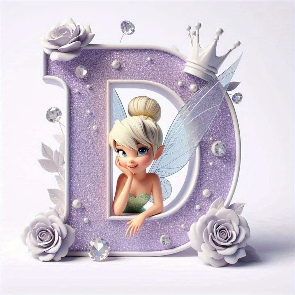 Disney Kreskówkowa Malowanie Diamentami Dzwoneczek Księżniczka 26 Liter Obrazki z Dżetów Mozaika Diamentowa Motyl Zestawy Rękodzieła Sztuka Ścienna