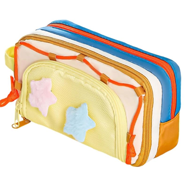 Large Capacity Pencil Case Fabric Pencils Bag Multi Compartments Pen Pouches Big Capacity Pens Organiser for Student