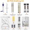 Nicpro 20PCS Professional Geometry Set with Case, Drafting Tools with Protractor and Compass, Metal Rulers, Triangles, Pens, Pencils, Drawing