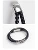 Magnetic Buckle Leather Bracelet: Men's Double Buckle Woven Accessory - Handmade Design