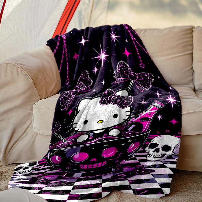 [1pc Hello Kitty Blanket] All-Season Blanket - Cozy Blanket for Sofa Couch Home Decoration, Digital Printed Nap Blanket