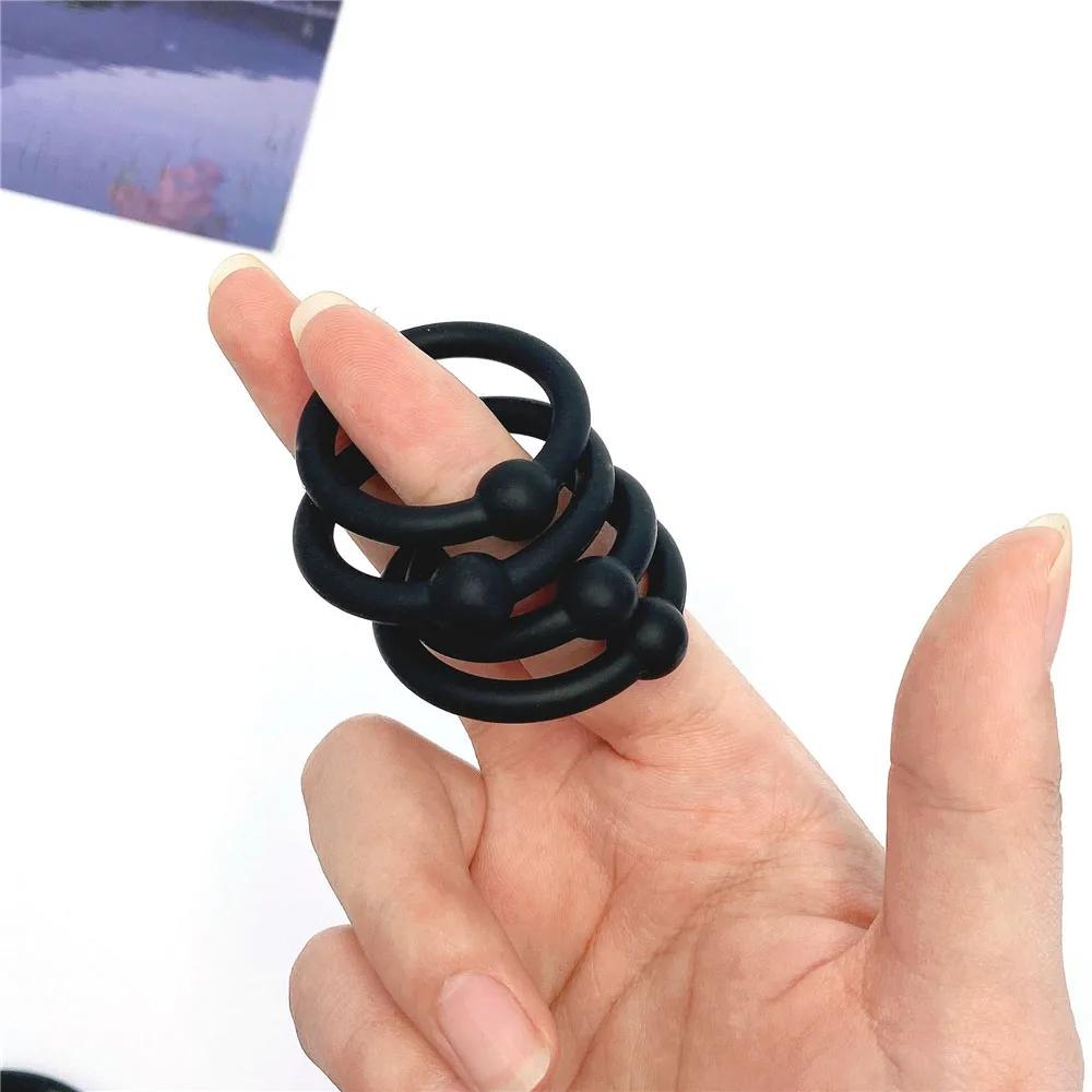 4PCS Silicone Cock Ring Erection Ring Male Delay Ejaculation Penis Ring High Elasticity Penisring Sex Toys for Men Adults 18