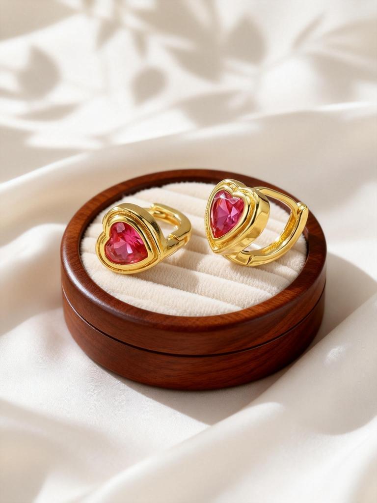 Chic Heart-Shaped Fuchsia Zircon Earrings for Women Girls Love Cubic Zirconia Hoop Earrings Fashion Charm Jewelry Gift