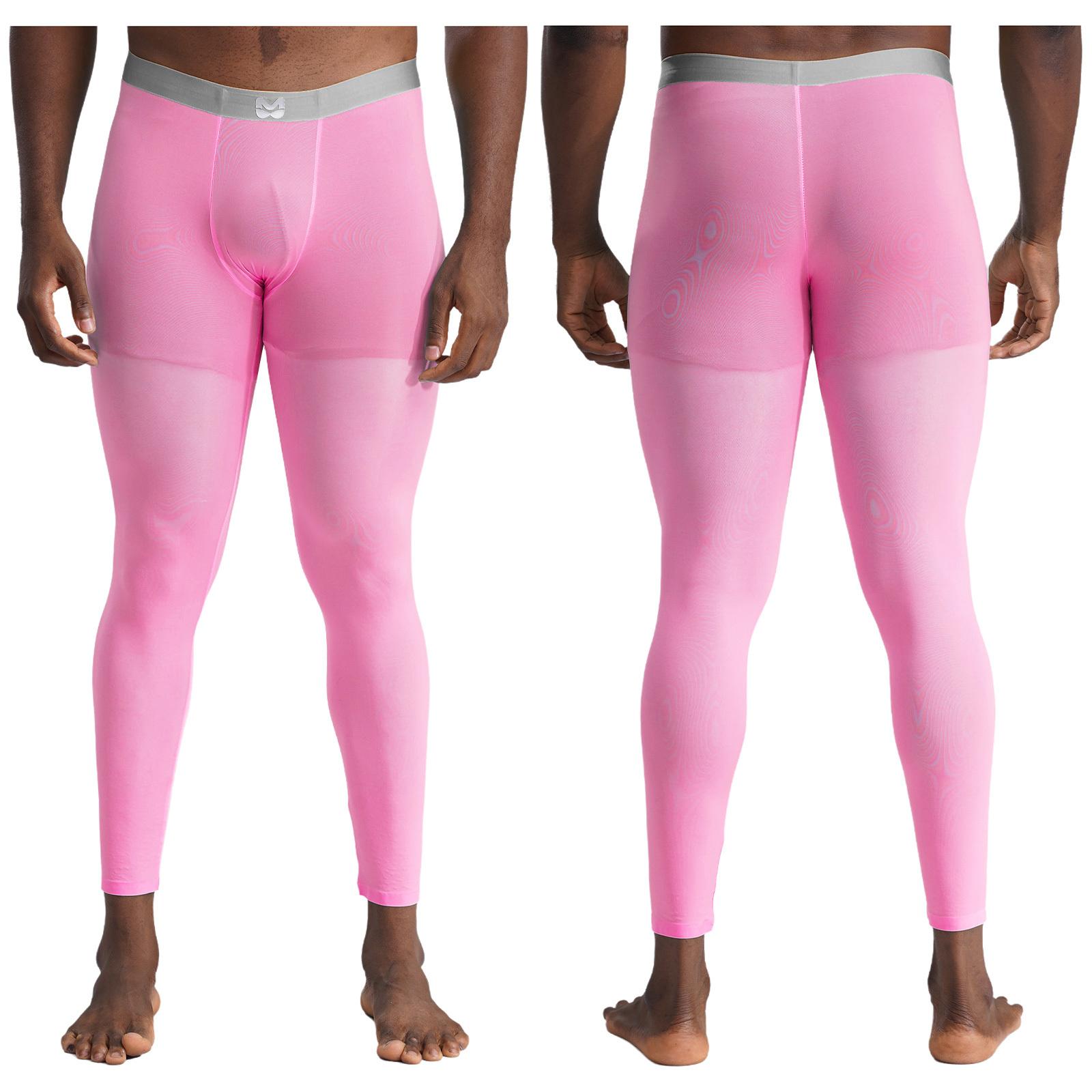 

Чоловічі спортивні компресійні штани Випуклий мішечок Нижня білизна Johns Legging Tights Thermal Baselayer M гарячі рожевого кольору