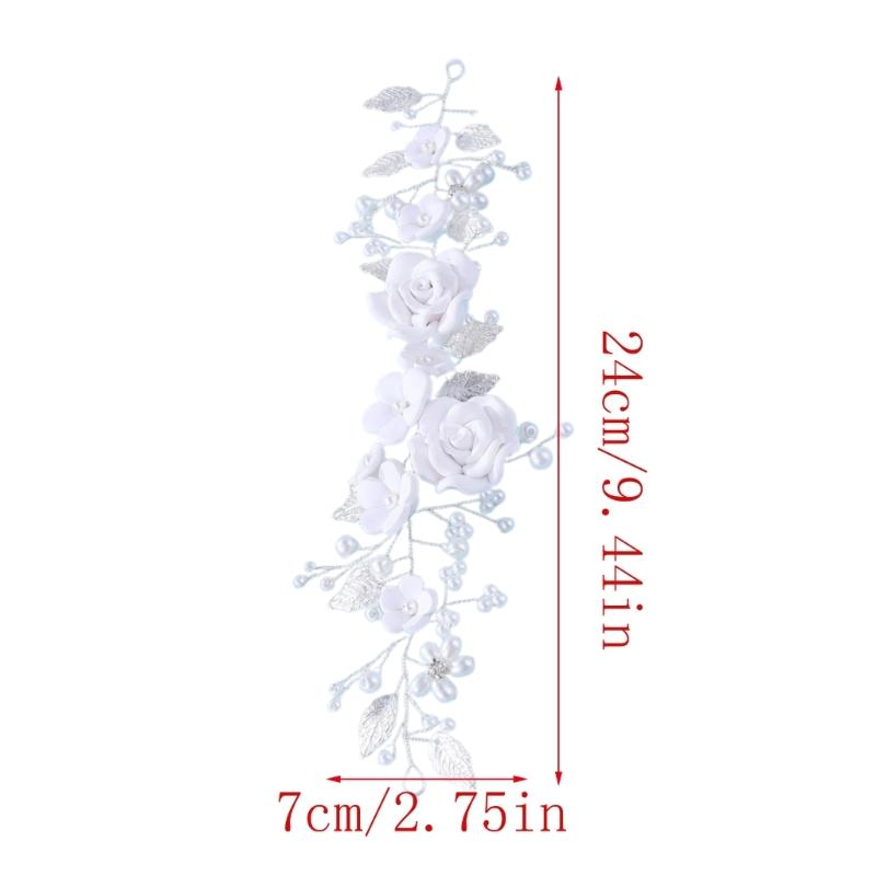 Elegant Artficial Pearls Flower Hair Vine Bridal Flower Hairband For Wedding Bride Bridesmaid And Flower Girl Photography