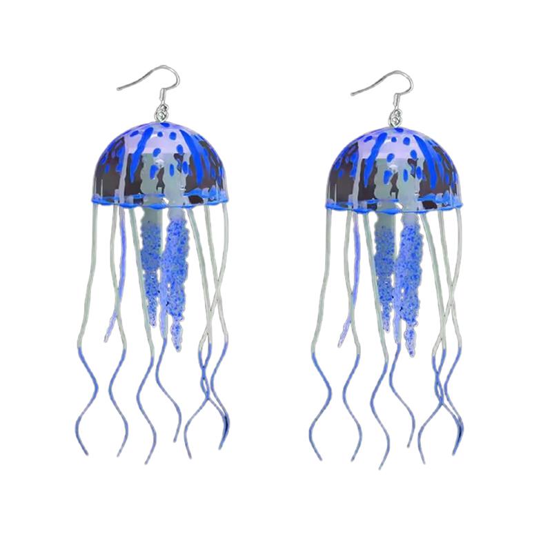 

Креативные флуоресцентные серьги-медузы, преувеличенная кисточка, реалистичные цветные медузы, персонализированные серьги, женские шикарные украшения