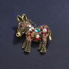 "Vintage Donkey Rhinestone Brooch: Creative Animal Pin Jewelry Accessory"