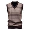 Men's Winter Fleece-Lined Plaid Vest, Pullover, Loose-Fitting Men's Sleeveless Sweater Vest
