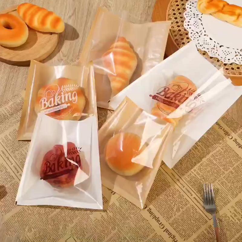 Kraft Paper Food Packaging Bag Disposable Snack Packing Bag Oil-Proof Paper Bag