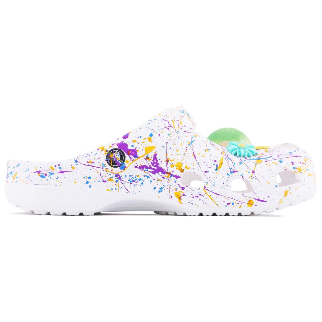 Crocs Classic Clog Sea Salt Bubble SDS Ink Splash Graffiti Casual and Versatile Design Sense Fashion Hole Shoes Unisex White