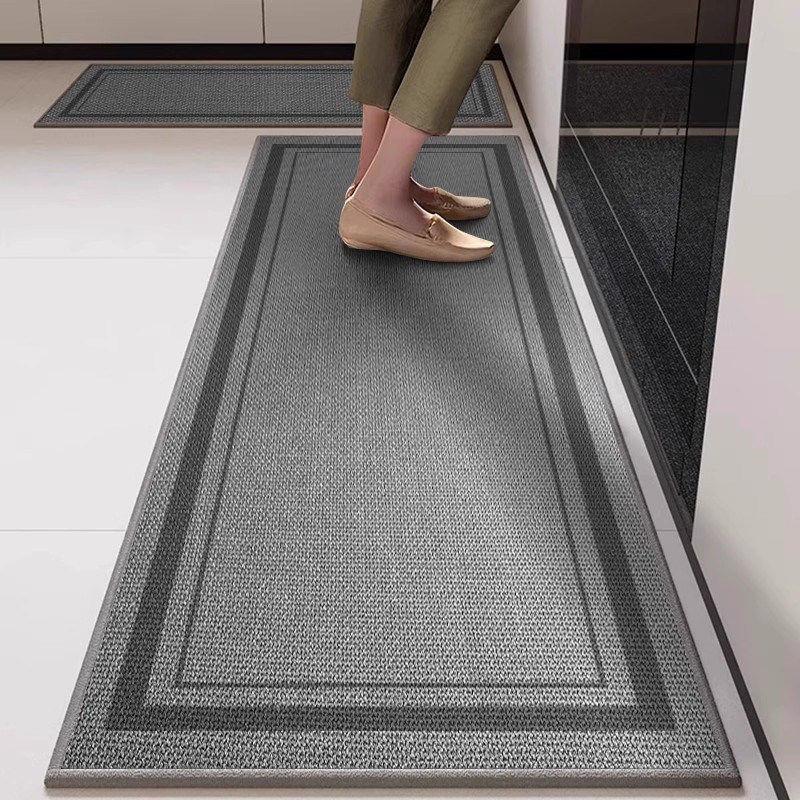 Simple Style Imitation Linen Water-absorbent Anti-slip Kitchen Mat Set High-end Long Decorative Floor Mat
