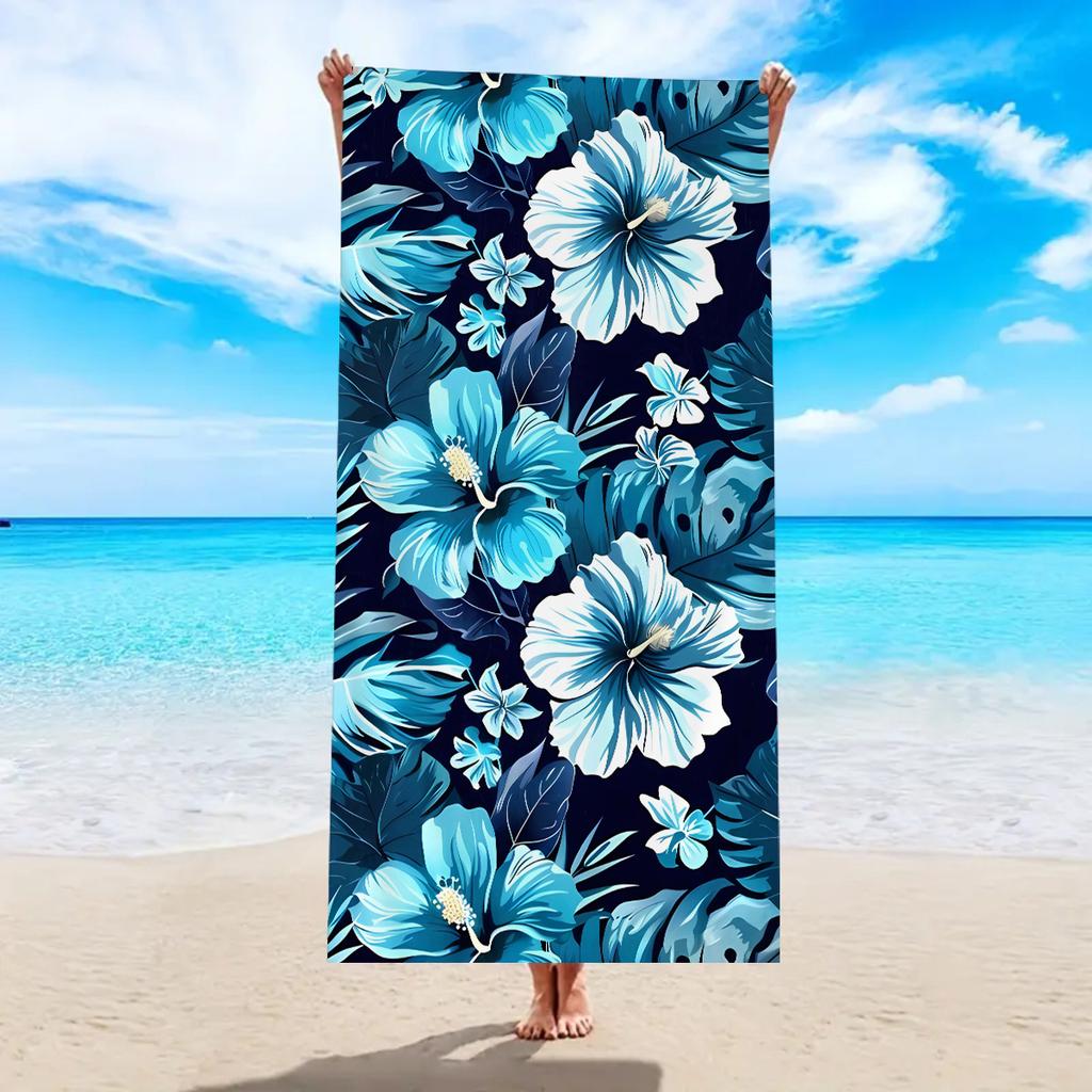 1pc tropical plant flower beach towel, quick drying absorbent swimming towel, suitable for sports, camping, yoga, swimming