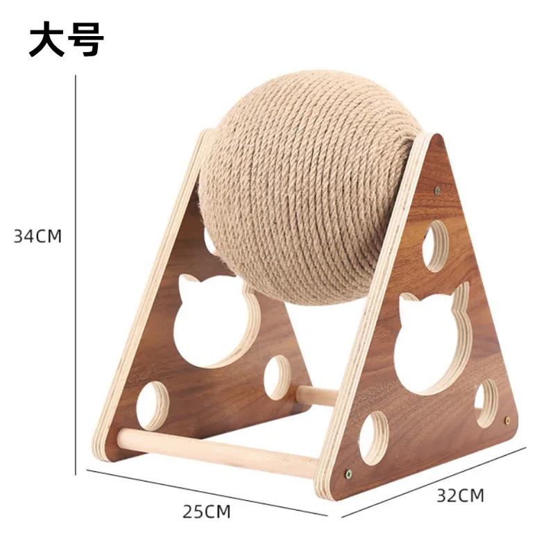 Wooden Cat Scratching Ball Grinding Claw Hand Wrapping Hemp Rope Cat Climbing Frame Scratch-resistant Toy
