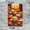Retro Autumn Pumpkin Latte Tin Sign 8x12, Vintage Cafe Wall Art, Farmhouse Fall Kitchen Decor
