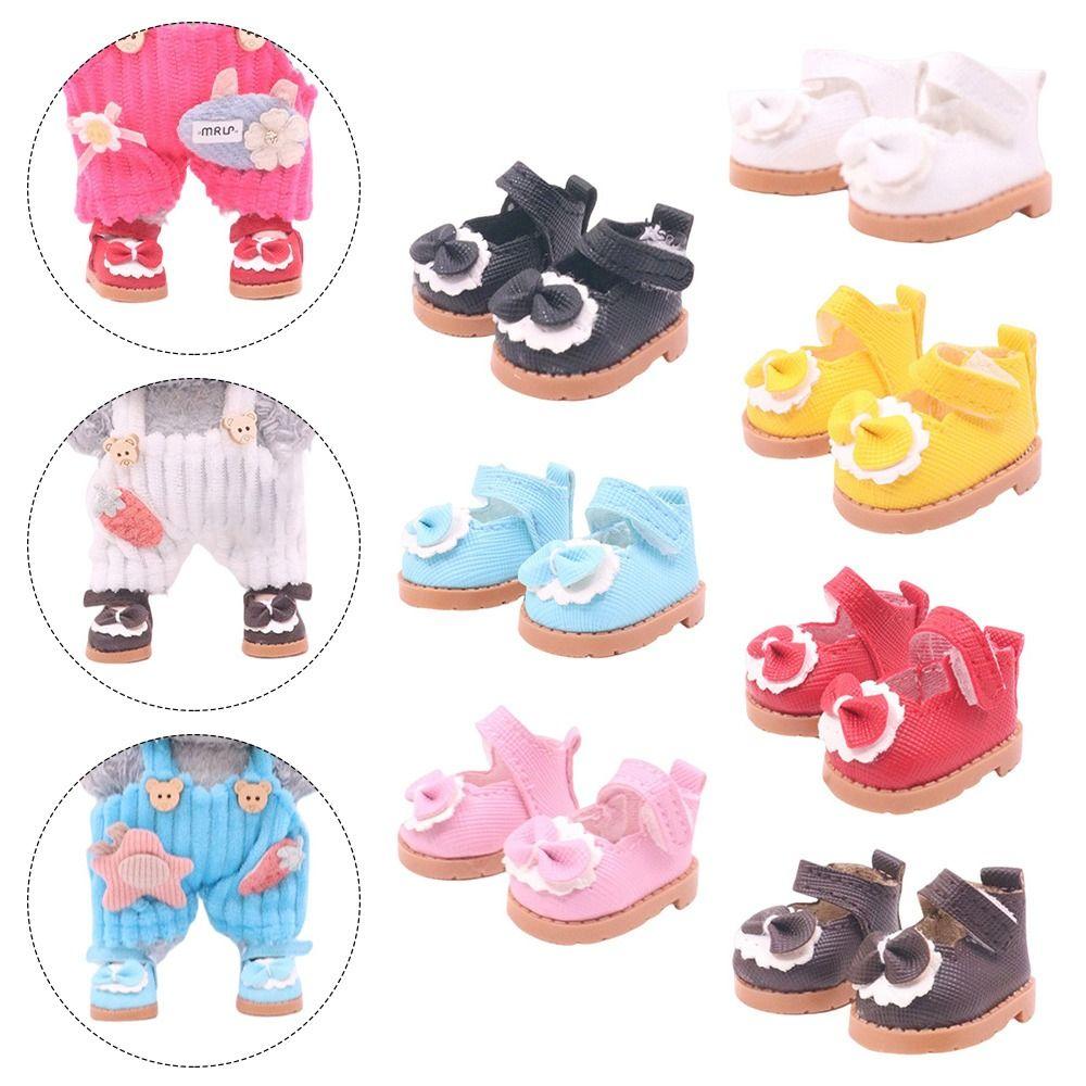 

3.8Cm Canvas Shoe Replacement Bow Shoes Hobbies Doll Shoes for Labubu коричневий