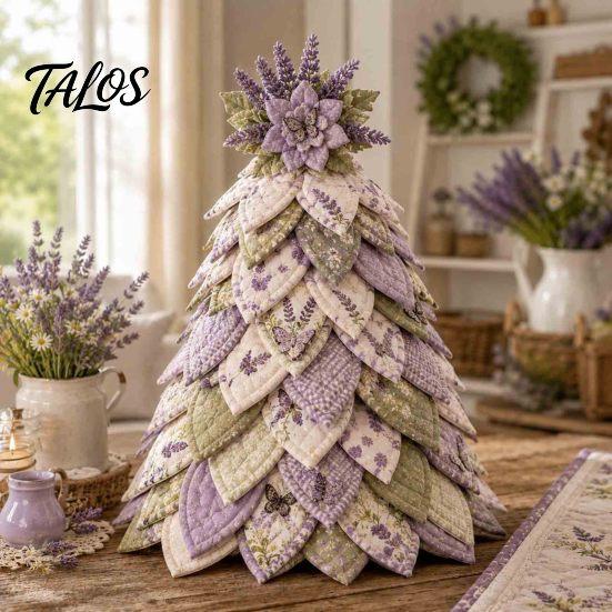 Creative Holiday Gift Ideas DIY Quilted 3D Christmas Tree Craft Kit for Beginners, Handmade Fabric Patchwork Handcrafted Decor Set Tabletop