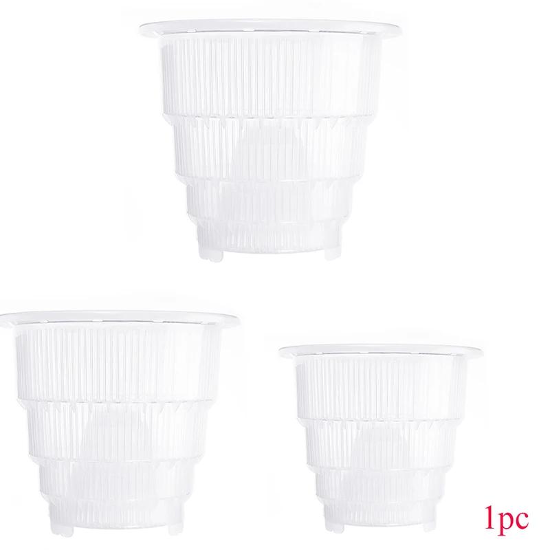 Resin Orchid Flower Pot Featuring Patented Root Guide And Ventilation Holes For Maintaining Proper Drainage And Root Aeration