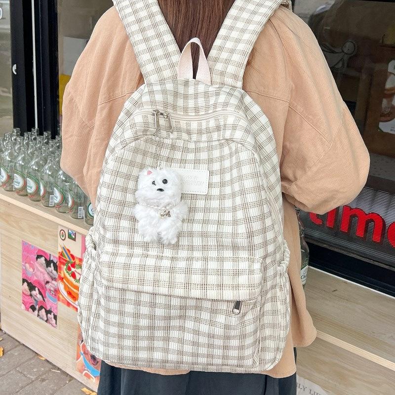Schoolbag Japanese Campus Autumn and Winter Retro Plaid Backpack Junior High School Schoolbag Niche Large Capacity College Student Class Backpack