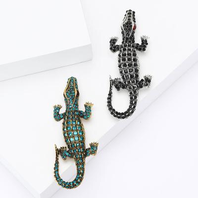 Cartoon Legierung Diamant Alligator Brosche Kreative Mode Herren Anzug Mantel Corsage Ornament Pin