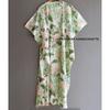 Women Hippie Cotton Summer Sleepwear Flamingo Print White Long Maxi Caftan Dress CKFTN-SCRN-FULL-BUYIT-095