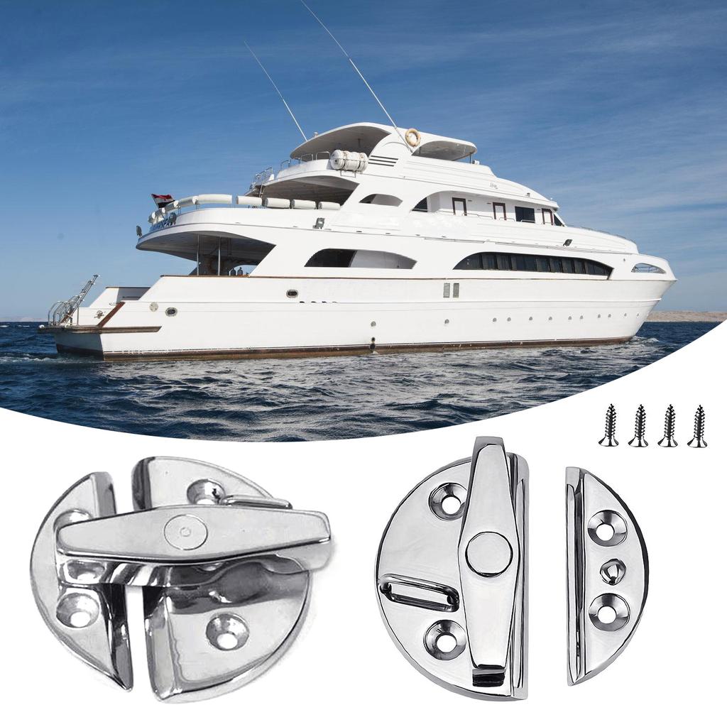 Marine Grade Stainless Steel Door Latches 180 Degree Rotating Knob with Push Button Closure for Boats & Storage Solution